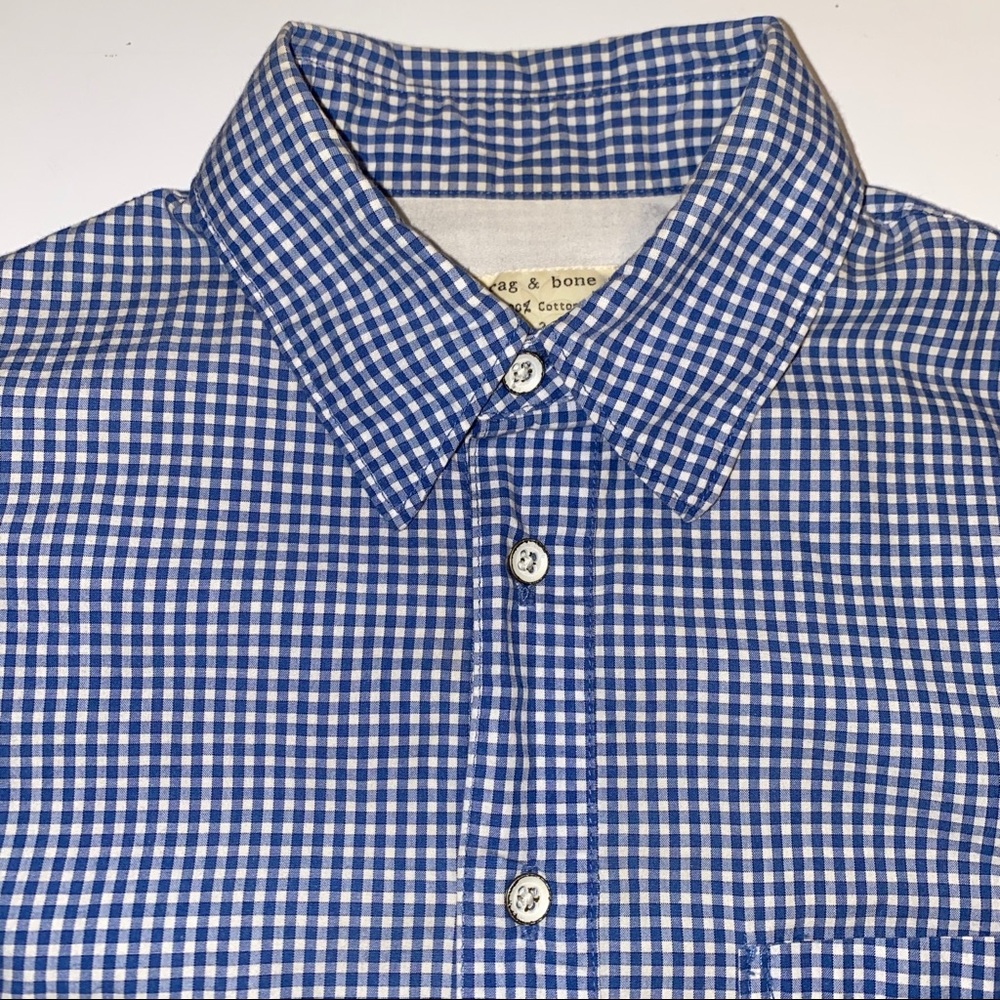 Rag & Bone Blue Gingham Checkered Button Shirt - image 5